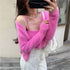 Two-Piece Camisole Knitted Vest with Long Sleeve Cropped Cardigan